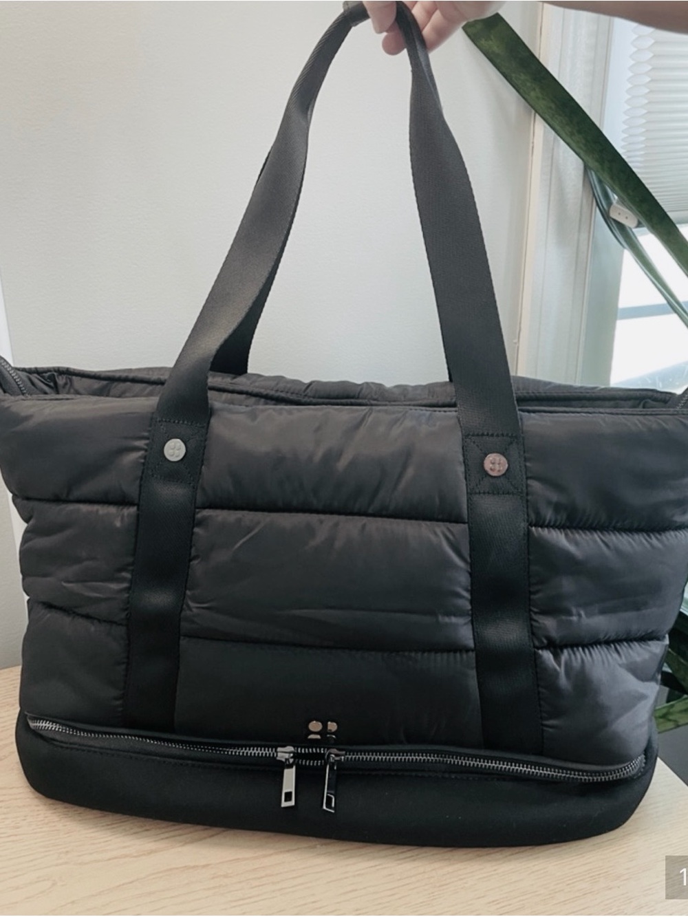 Sweaty Betty Black Quilted Tote Bag with Bottom Zip